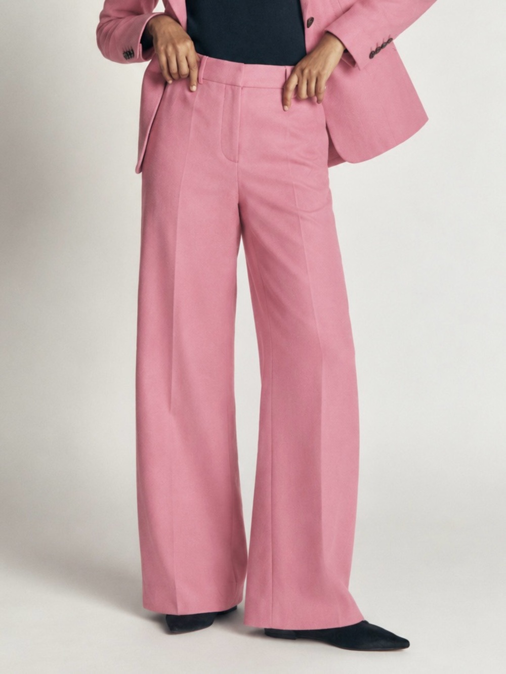 BODEN Belgravia Wool Blend Wide Leg Pants Light Pink Size 8 High Waist